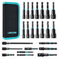 Libraton 23 pçs conjunto de driver de porca magnética conjunto de broca de impacto métrico sae porca driver impacto soquete adaptadores bit titular