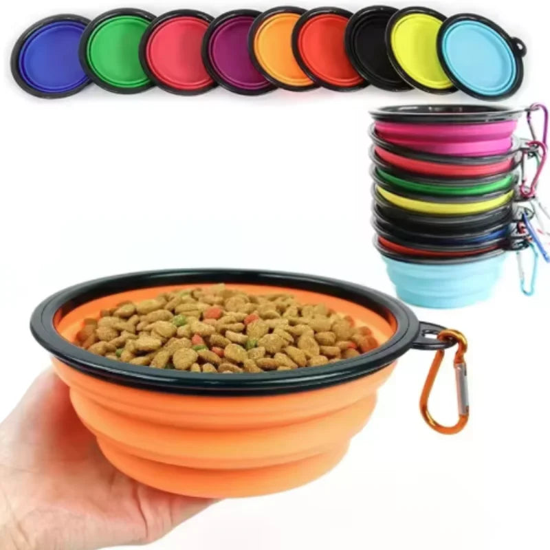 Tigela de comida para animais de estimação portátil tpr durável para gatos e cães silicone dobrável viagem ao ar livre tigela de comida de água para animais de estimação