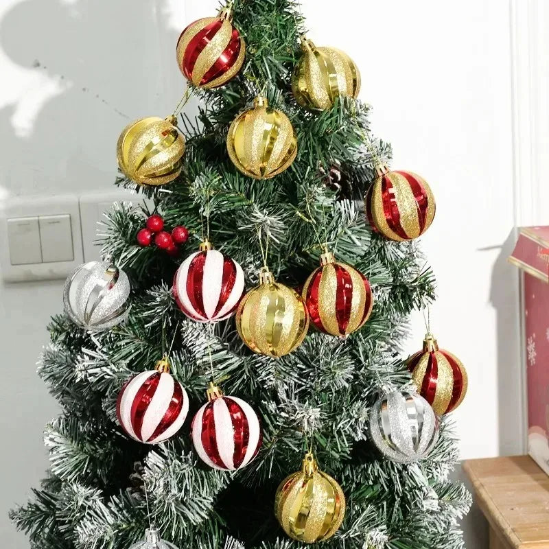 Bolas de Glitter de Natal 24/6x, Enfeites para Árvore de Natal, Bolas Pendentes para Árvore de Natal, Presente de Ano Novo, Decoração para Festa em Casa