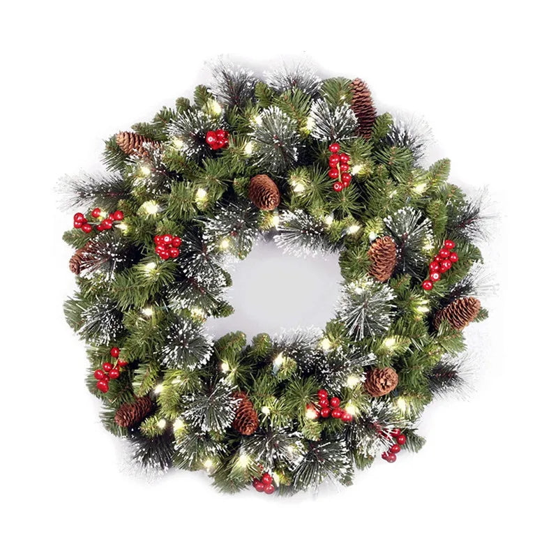 20-60cm led guirlanda de pinha de natal com bagas vermelhas artificial guirlanda de natal festa de ano novo decoração diy adicionar vibração de natal