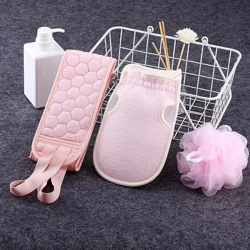 Conjunto de três peças de toalha de banho, conjunto de combinação de bola de banho de limpeza de lama espessada, toalha traseira longa com tira retrátil Kasa & Pet