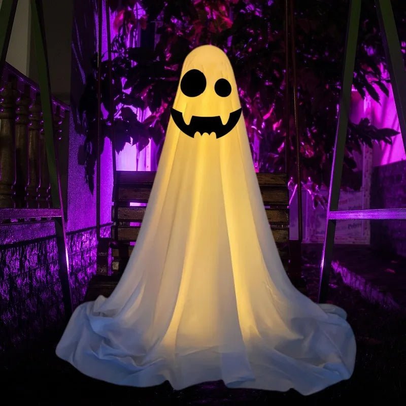 Decoração de Fantasma de Halloween em Pé com Chapéu de Bruxa, Fantasma Assustador para Jardim, Casa, Festa Interna, Casa Assombrada, Suprimentos de Decoração