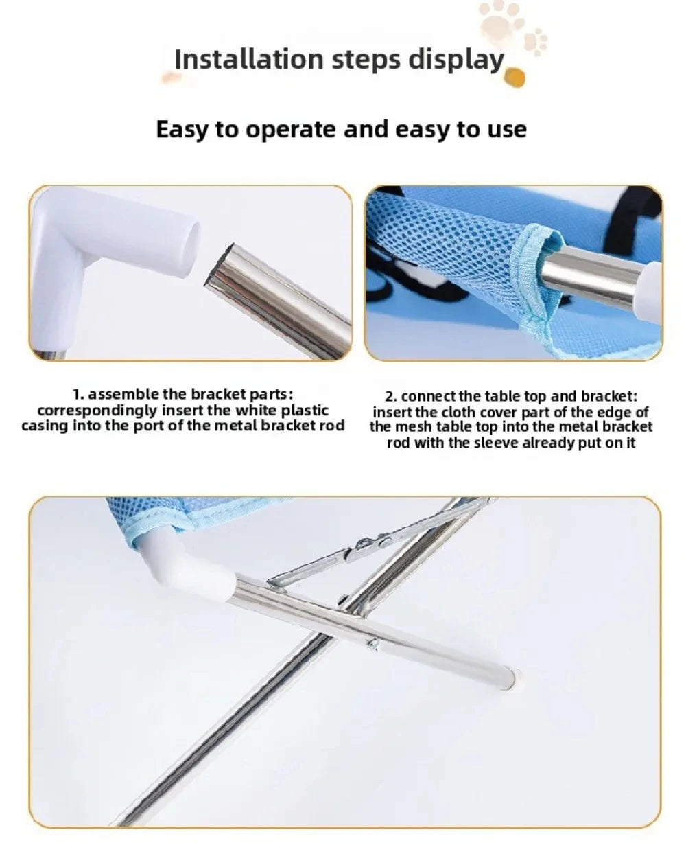 Suporte Portátil Ajustável para Banho e Tosa de Pets - Rede de Contenção Dobrável para Cães e Gatos