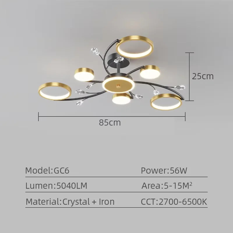 IRALAN-Lustre LED moderno para sala de estar, lustre redondo para cozinha, controle remoto inteligente, luz interior