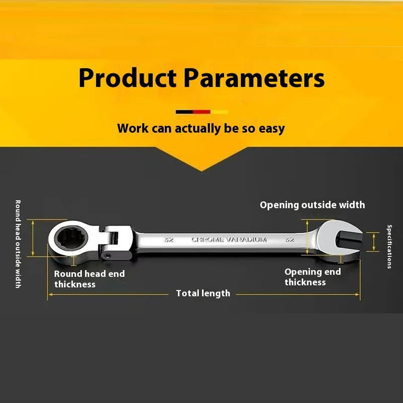 Chave de catraca combinada de 6-32mm72 dentes - chave de extremidade aberta ameixa, 180 °   rotação, ferramenta de manutenção profissional.