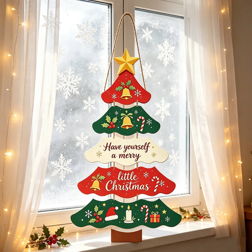 Enfeite de Papel para Árvore de Natal, Placa Festiva para Pendurar na Porta ou Parede, Decoração de Natal para Varanda, Janela, Casa e Festa
