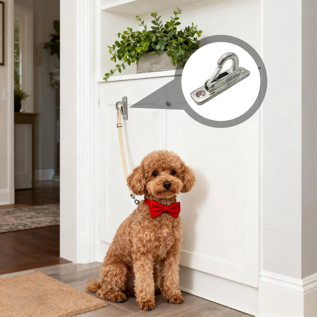 Suporte de Parede em Aço Inoxidável para Coleiras de Cães e Correntes de Animais de Estimação, com Gancho de Fixação, para Uso Externo em Cercas