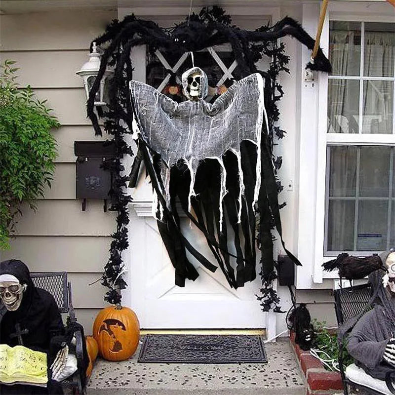 Decoração de Halloween: Fantasma Esqueleto Pendurado, Ornamento de Fantasma de Gaze Assustador para Casa Assombrada e Festa no Quintal