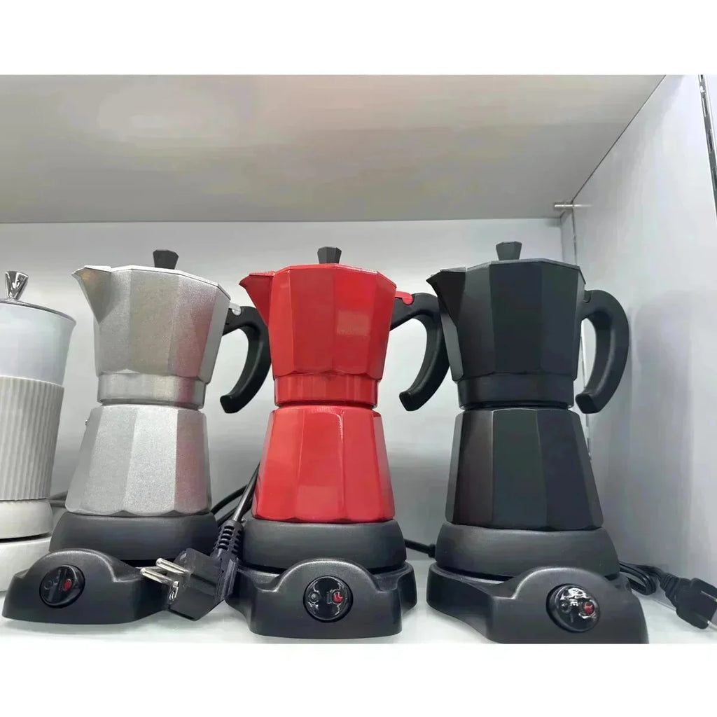 Cafeteira elétrica de alumínio 220v 300ml, estilo italiano, com plugue europeu, para uso doméstico, rápida e conveniente.
