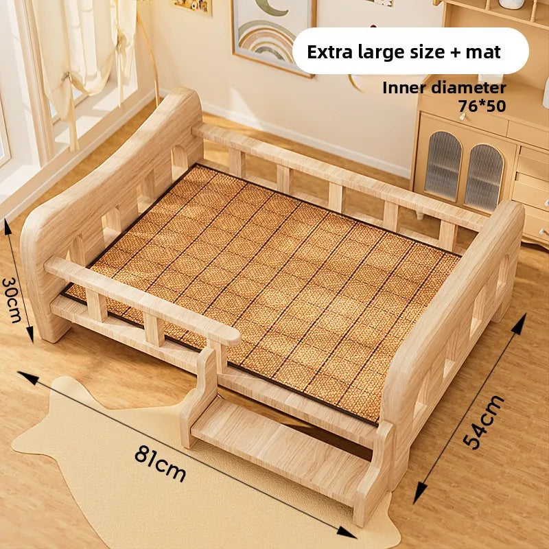 Cama para animais de estimação, cama para cães de madeira maciça, cama para gatos para todas as estações, sofá para dormir para animais de estimação, cama para gatos e cama para cães, prateleira para gatos, condomí