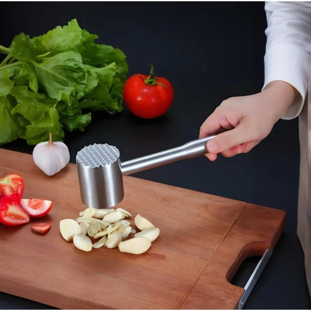 Martelo amaciador de carne em aço inoxidável 304, aperto ergonômico fundido de precisão para amaciamento de carne doméstica e ferramenta de amaciamento de bife