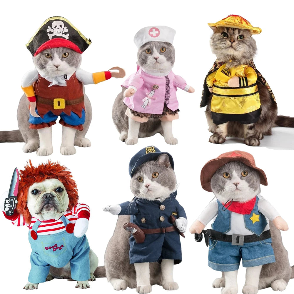 Conjuntos de fantasias ajustáveis para cães de Halloween, roupas, cosplay, fantasia para cães médios e grandes, pug, roupas novas, engraçado, 2023