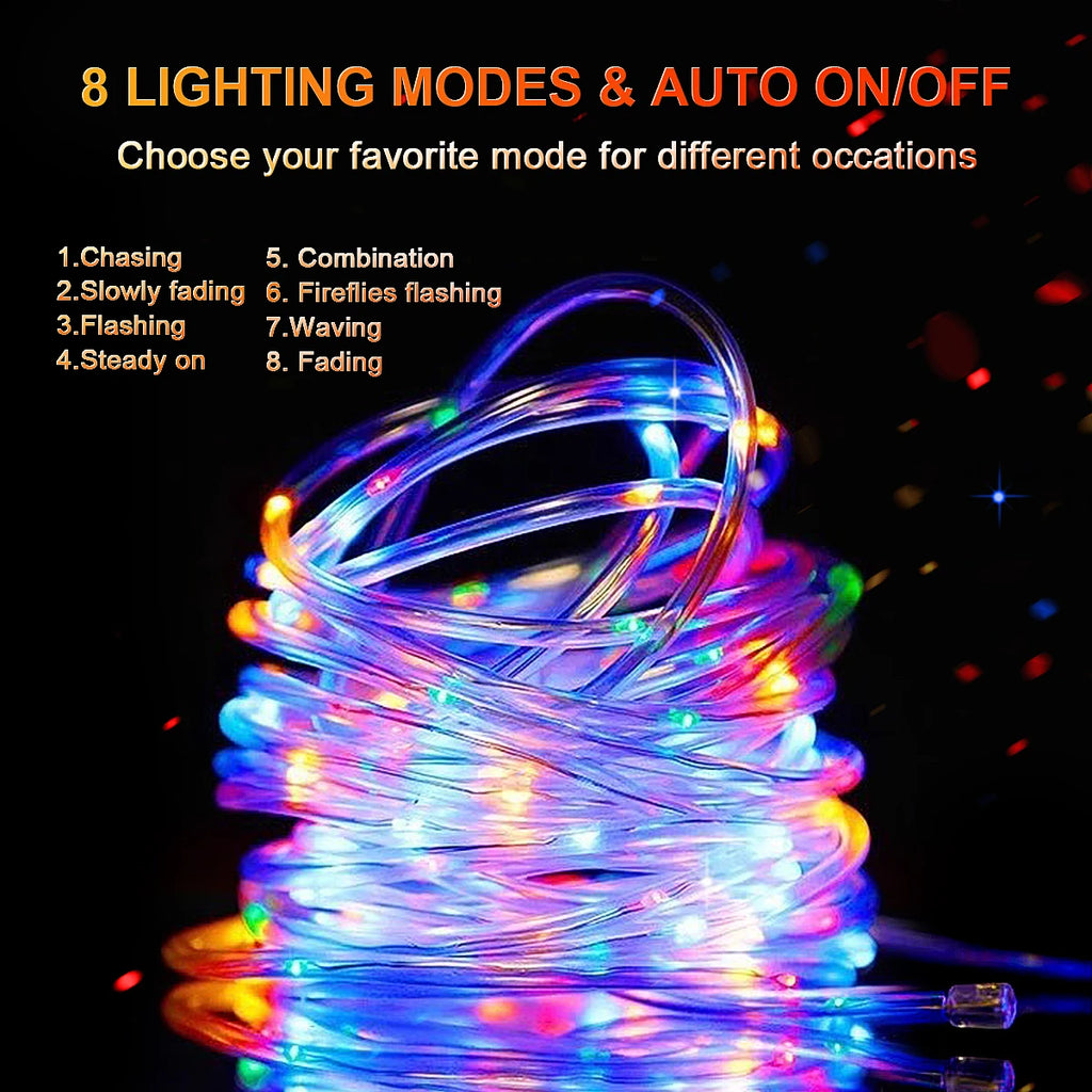 Luzes de Cordão Solar 200 LED à Prova d'Água para Exterior, Luzes de Fada Alimentadas por Energia Solar com 8 Modos para Decoração de Natal em Jardim, Quintal e Árvore