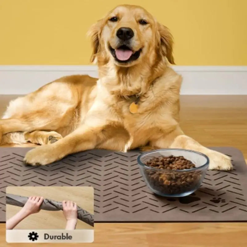 Tapete de alimentação para animais de estimação, absorvente, para comida e tigela de água com suporte de borracha à prova d'água, tapete de água de secagem rápida para cães e gatos