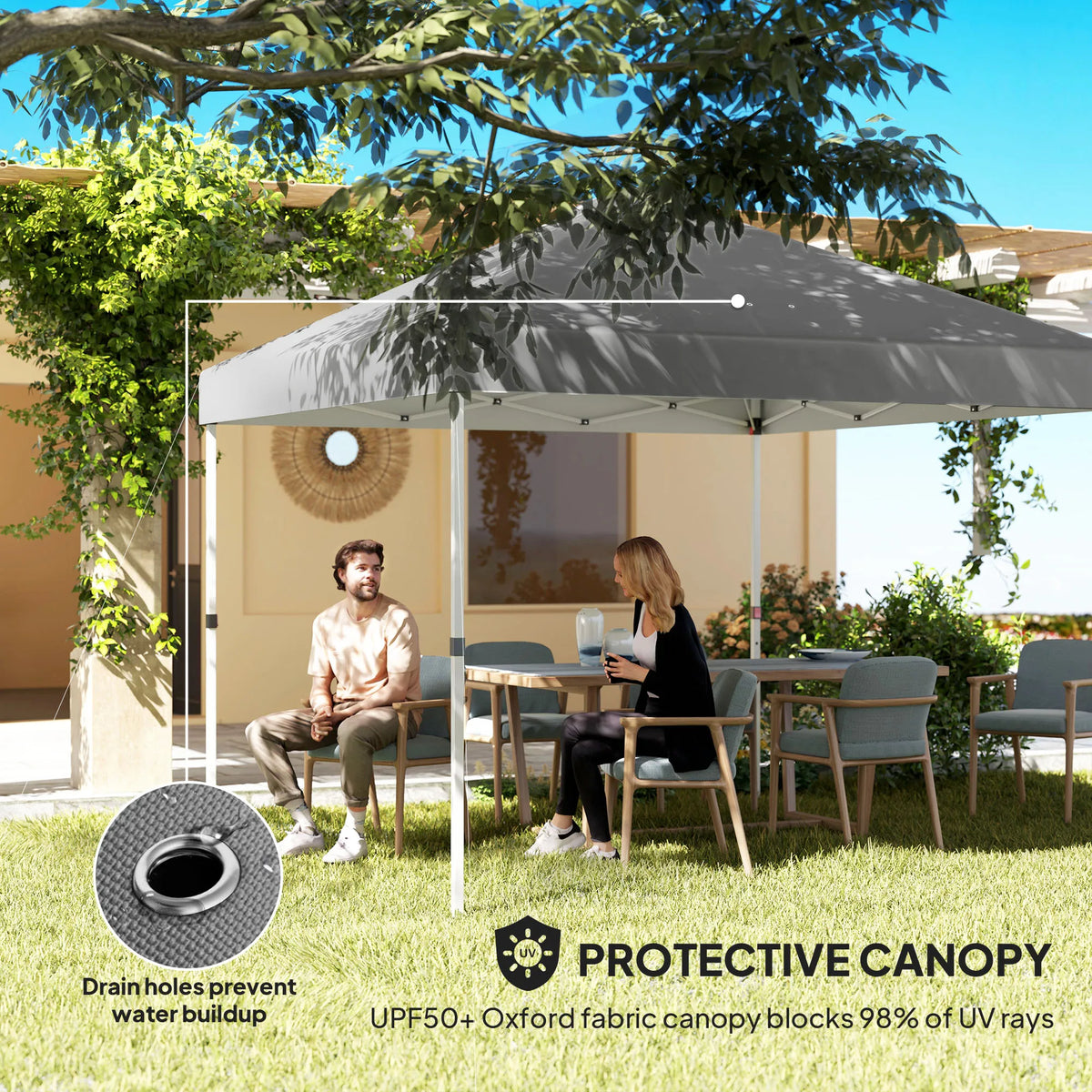 Tenda Pop-up 10' X 10' com 2 Meias Paredes Laterais, Cinza Escuro