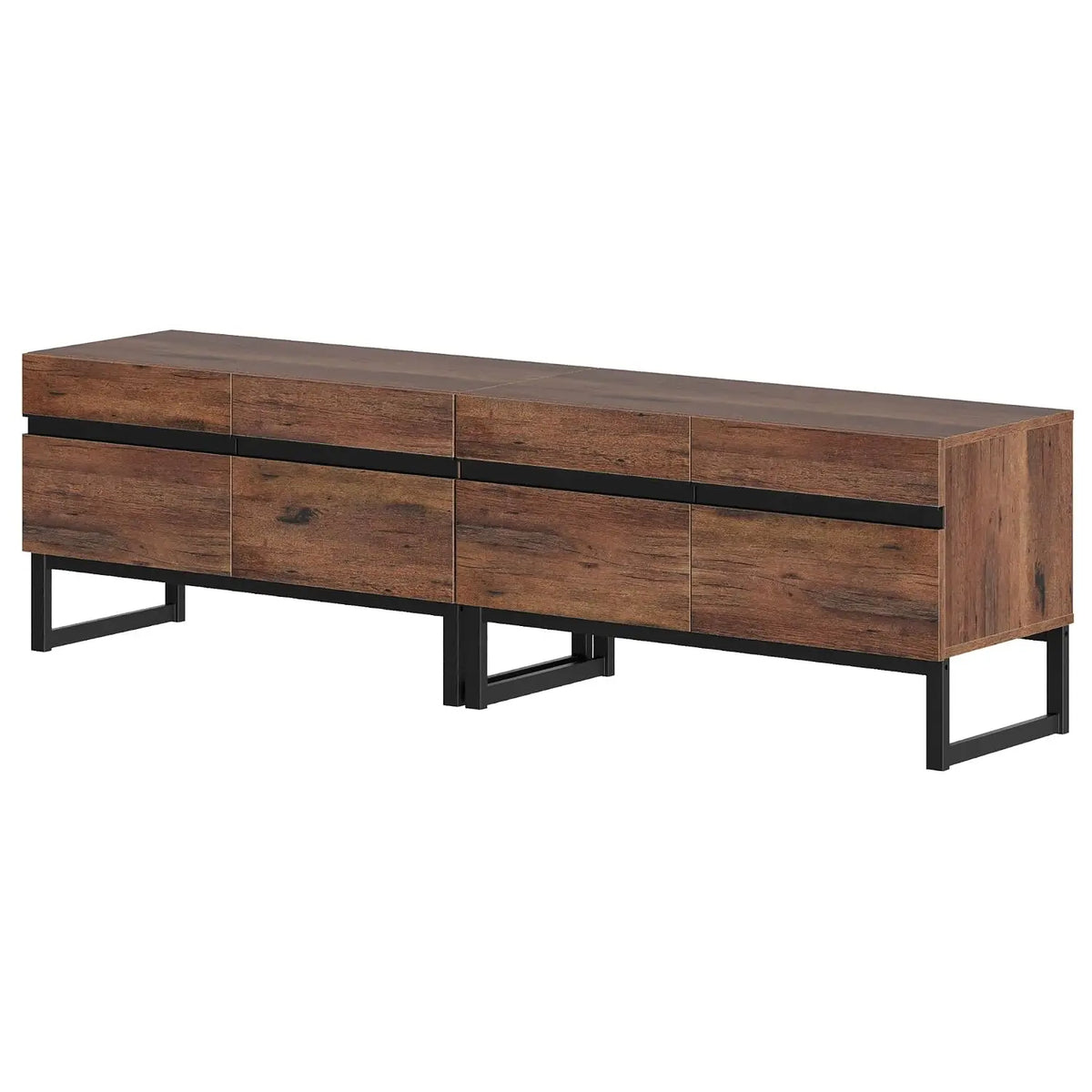 Suporte de TV Moderno para TVs de 50-75 Polegadas, Centro de Entretenimento em Madeira com Armários de Armazenamento de Base Metálica, Console de TV Multimídia, Personalizável