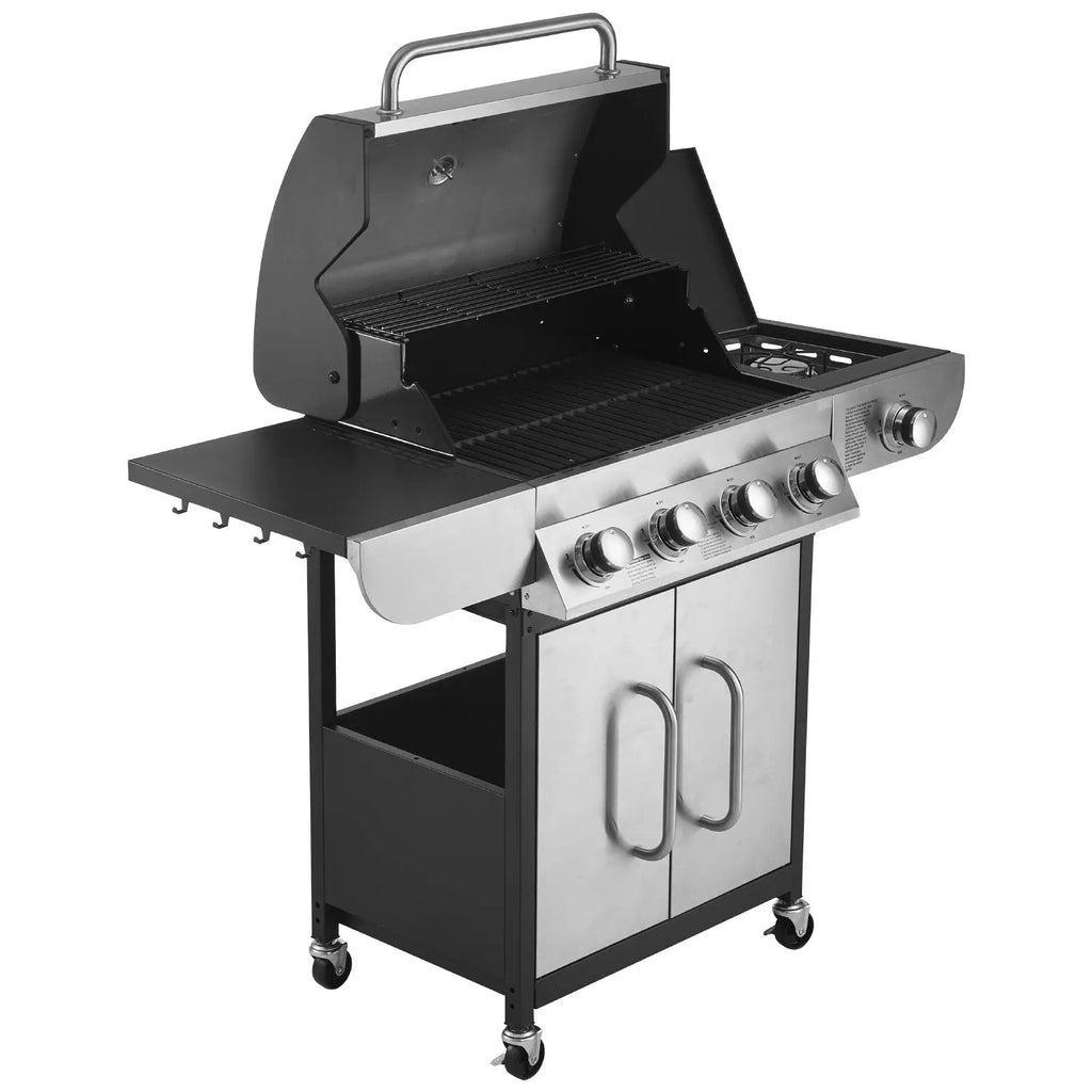 Propane Gas Grill with 4 Burners 425 SQ.In Grilling Area Carbon Steel Enamel Grates 52,000 BTU for Outdoor Backyards