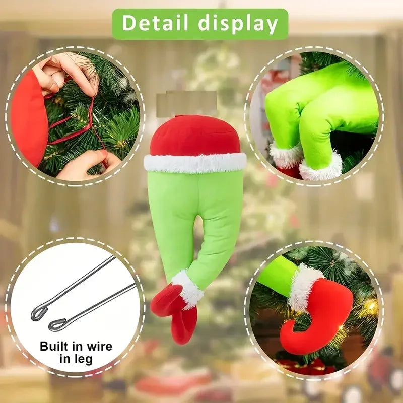 Decoração de árvore de natal, porta de pelúcia, decoração de pernas de elfo de santa, enfeites pendurados para casa, presente para crianças, suprimentos surpresa