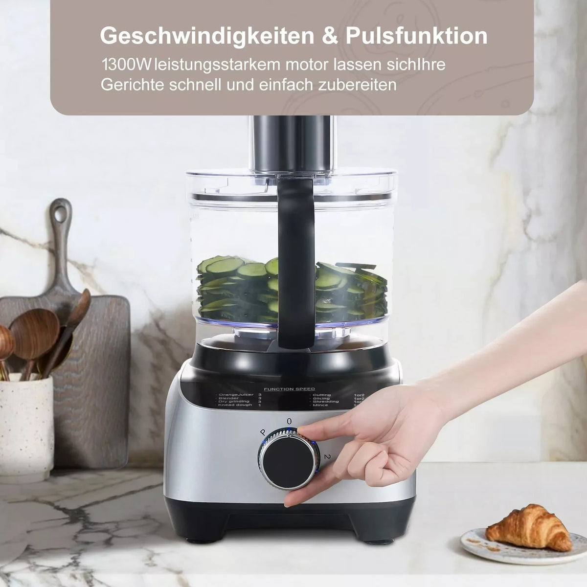 Topstrong 1300W Batedeira Multifuncional 11 em 1 Processador de Alimentos YYFP410