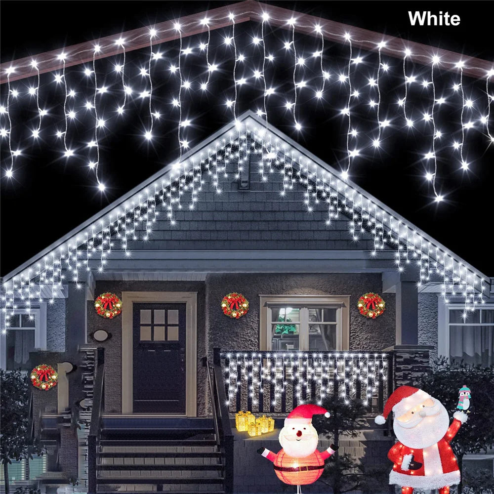 Luzes de Natal Solares em Forma de Gelo 98/162LED com 8 Modos de Iluminação para Jardim, Pátio, Casamento, Festa, Gazebo, Decoração de Natal IP65