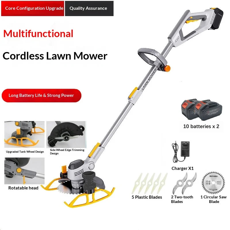 Cortador de Grama Elétrico Desbrozadora a Bateria, Cortador de Grama Sem Fio