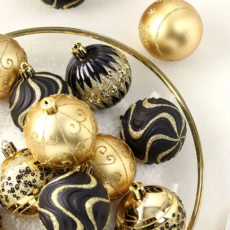 Conjunto de decorações de árvore de enfeites de Natal, bola de Natal inquebrável de 16 quilates, ornamentos pendurados de 2,36 polegadas para decoração de festas de fim de ano