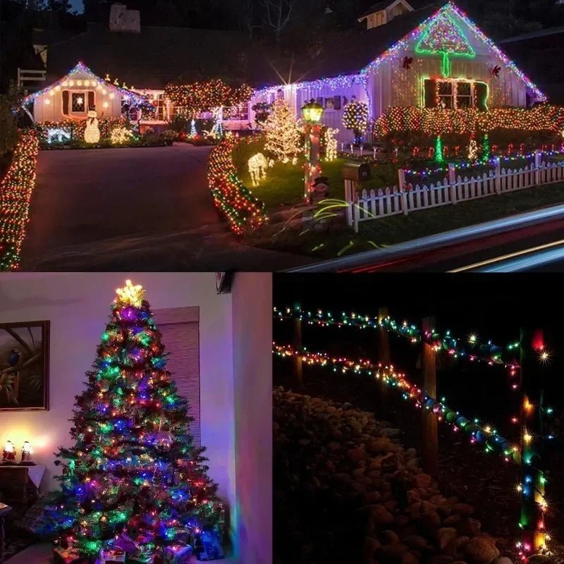 Luzes de Natal à Prova d'Água com 8 Modos, Luzes de Fada em Cordão, LED Alimentado por Energia Solar para Decoração de Árvore, Pátio, Quintal e Jardim Externo