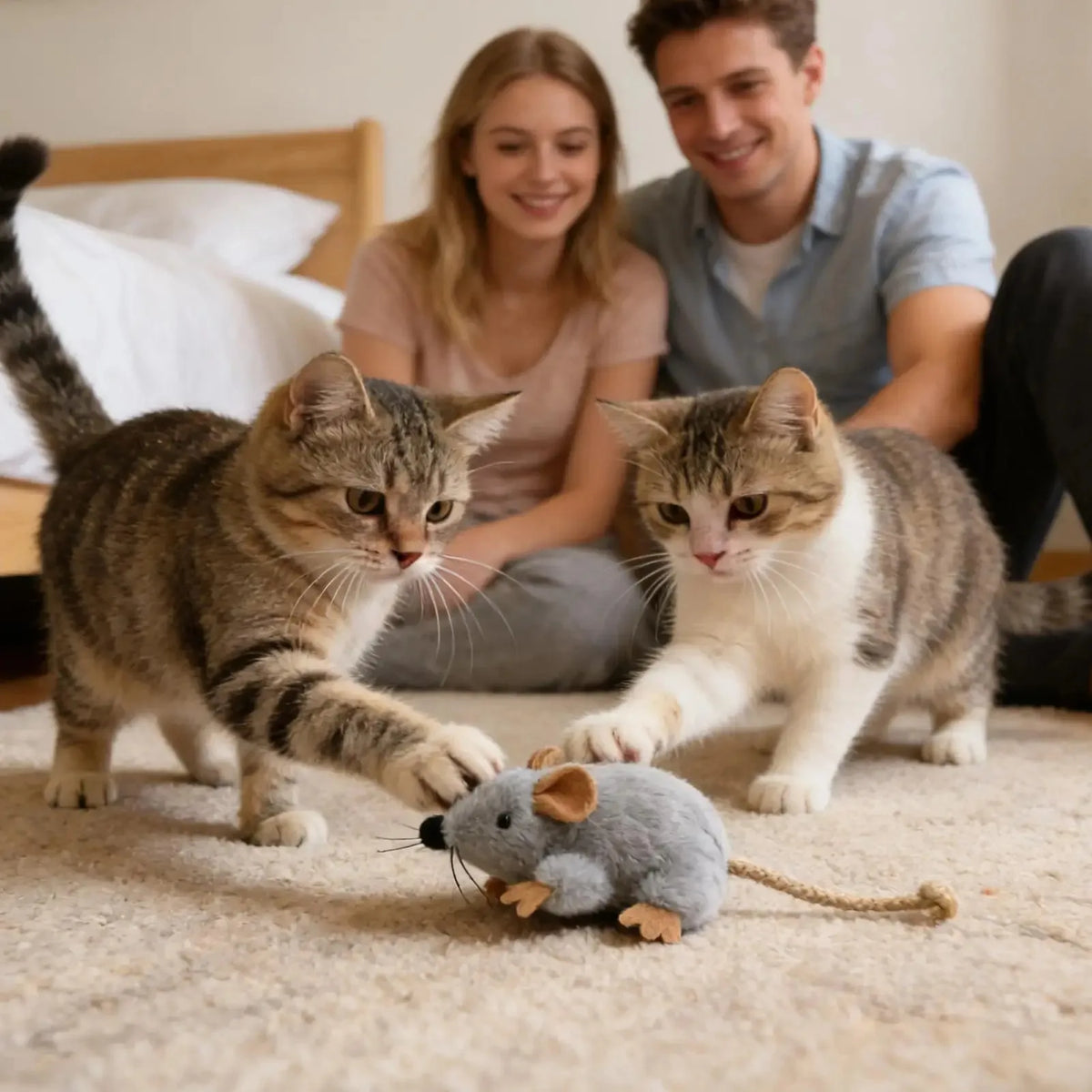 Brinquedo de Pelúcia para Gato em Forma de Rato com Cauda Realista e Som, Brinquedos Interativos para Gatinhos, Jogo de Caça para Gatos de Interior, Acessórios para Animais de Estimação