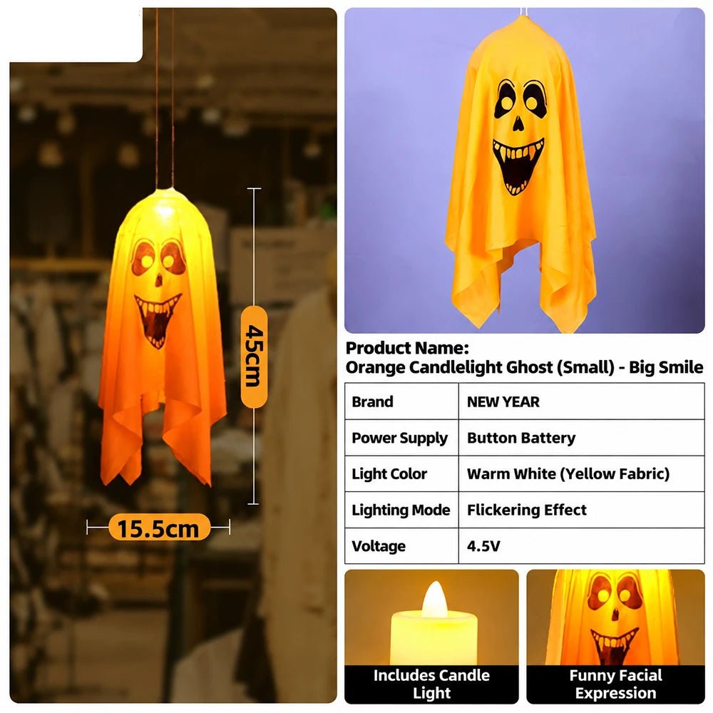 Decoração de Halloween com Fantasma Luminoso LED para Casa, Interior e Exterior, Casa Assombrada, Bar, Adereços de Terror Suspensos, Decoração de Fantasma com Luzes - Kasa & Pet