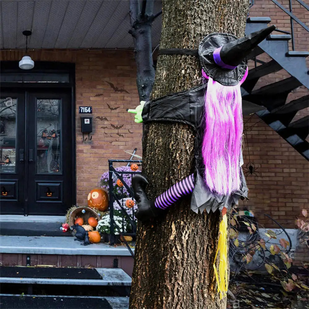 Halloween Crashing Witch na árvore, Bruxa Voadora Clássica, Decoração ao ar livre, Quintal, Gramado, Pátio, Alpendre, Decoração