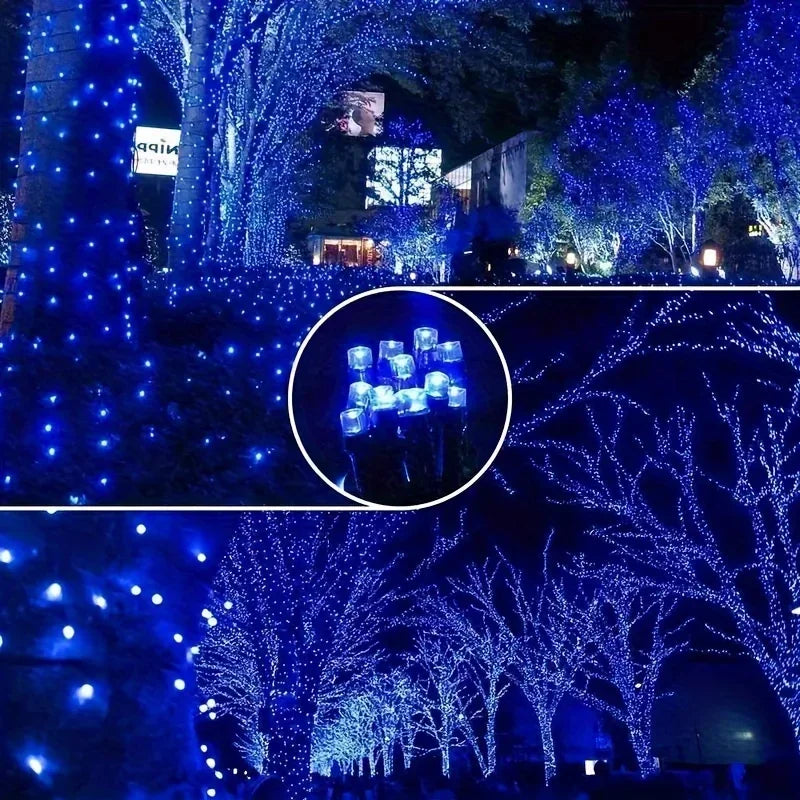 Luzes de Cordão LED Alimentadas por Energia Solar com 8 Modos de Piscar Diferentes, Ideais para Decorar Jardins, Casamentos, Halloween e Natal