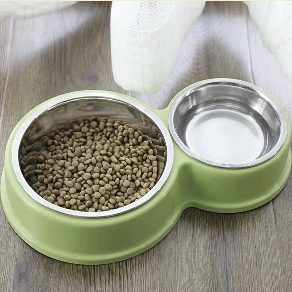 Comedouro Bebedouro Duplo Aço Inox Base Antiderrapante para Caes e Gatos Facil de Limpar
