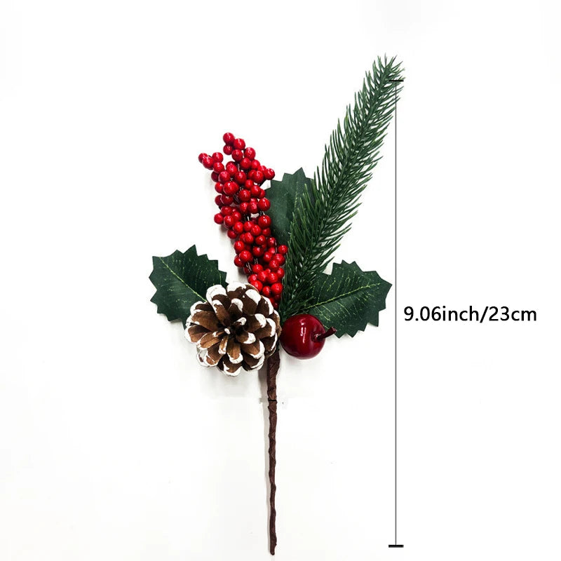 Natal vermelho berry flor artificial pinha ramo decorações da árvore de natal ornamento embalagem de presente festa em casa diy grinalda