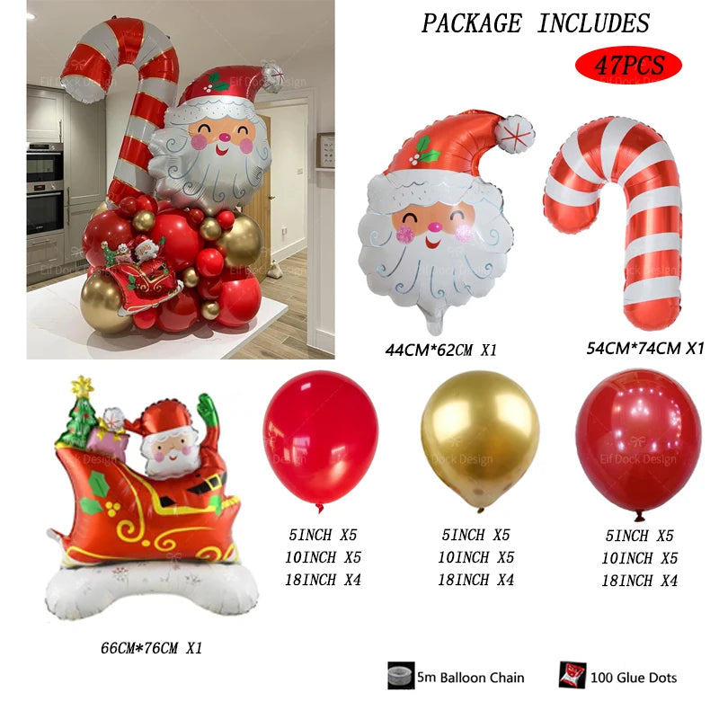 Santa Claus Foil Balloon Set, Decorações de Natal para Casa, Merry Xmas Party Balloon