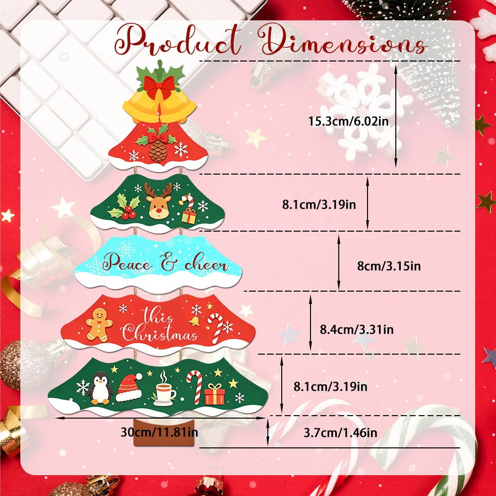 Enfeite de Papel para Árvore de Natal, Placa Festiva para Pendurar na Porta ou Parede, Decoração de Natal para Varanda, Janela, Casa e Festa