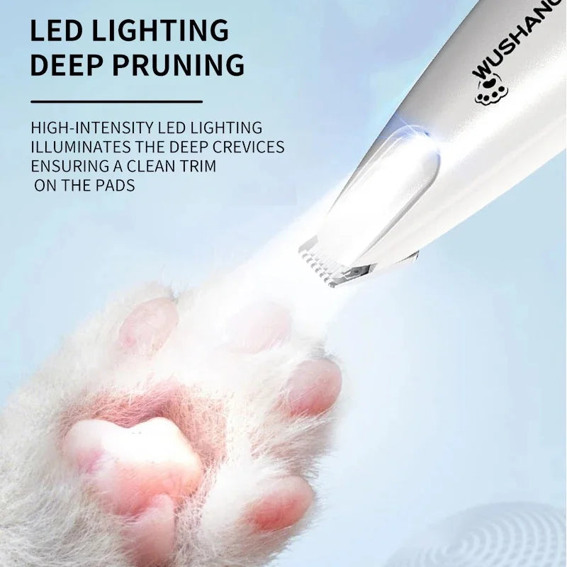 Aparador Elétrico para Cães com Luz LED, Impermeável, Aparador de Pelos para Patas de Animais de Estimação, Baixo Ruído, para Rosto, Patas, Orelhas e Pelos de Gato e Cão