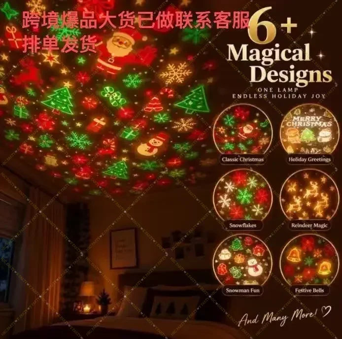 Projetor de árvore de Natal para decoração de interiores, HD, USB, Natal, reproduz cenas festivas, projetor de luz artesanal para casa, parede, decoração de festa de Natal.