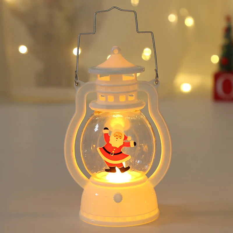 Portátil led natal papai noel boneco de neve lanternas decoração interior luzes alimentado por bateria para casa natal ano novo navidad ornamentos
