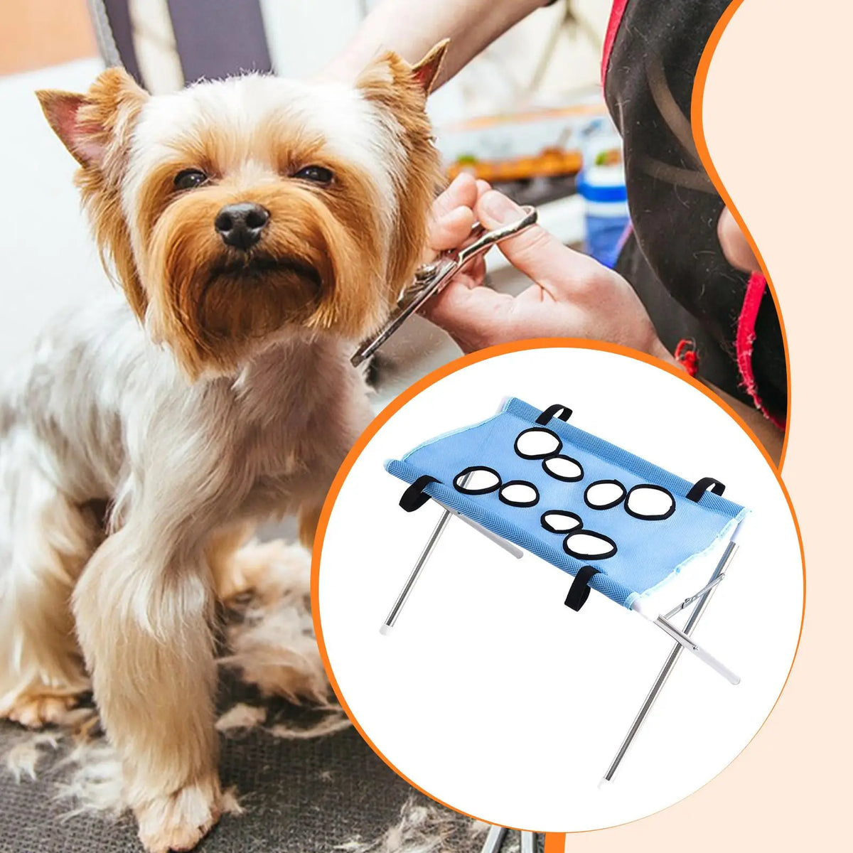 Rede de Tosa para Animais de Estimação Dobrável, Mesa de Tosa para Cães, Arnês de Suspensão Auxiliar, Estrutura de Cama para Banho de Gatos