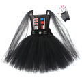 Meninas estrela escura vilão tutu traje vestido crianças halloween vader outfit crianças fantasia carnaval festa vestir-se roupas cosplay