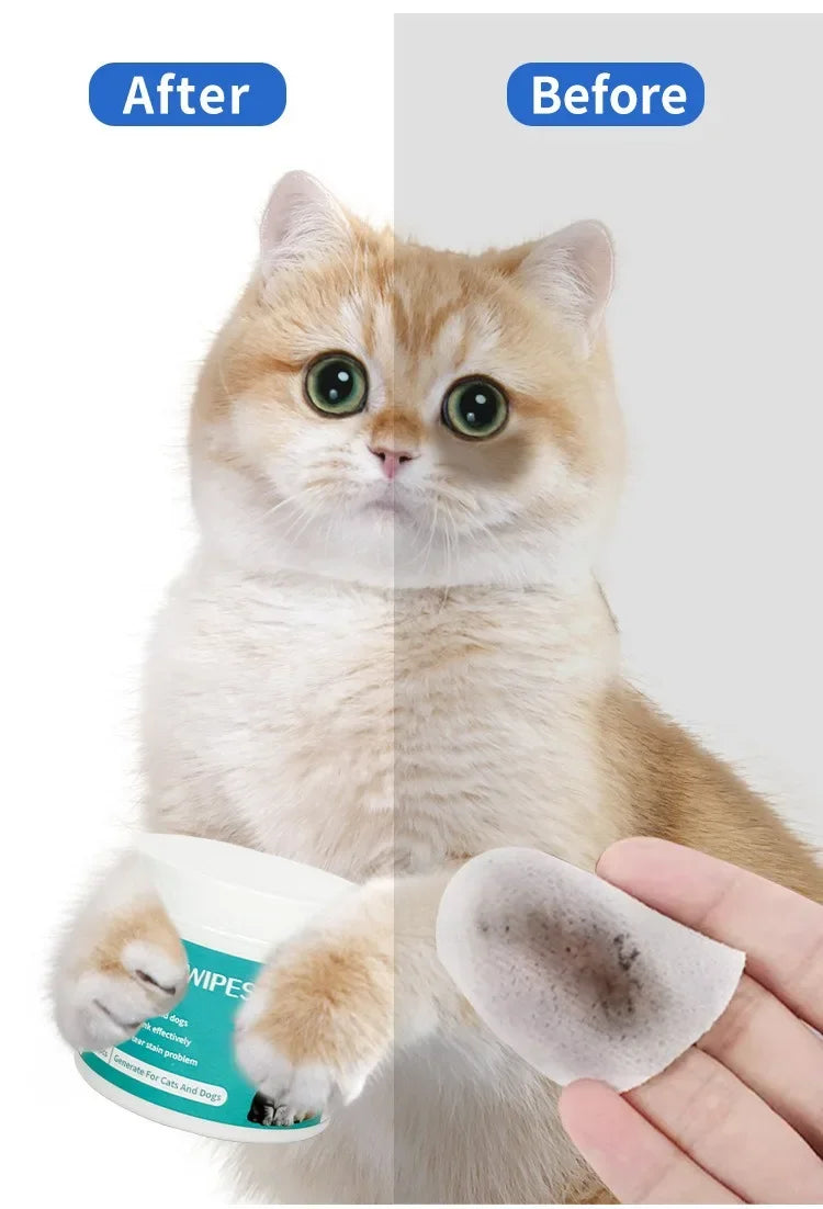 Produtos de limpeza para animais de estimação, toalhetes para remover marcas de rasgo, limpeza de tecidos molhados, limpeza de olhos de gato, remoção de marcas de rasgo e limpeza de animais de estimação