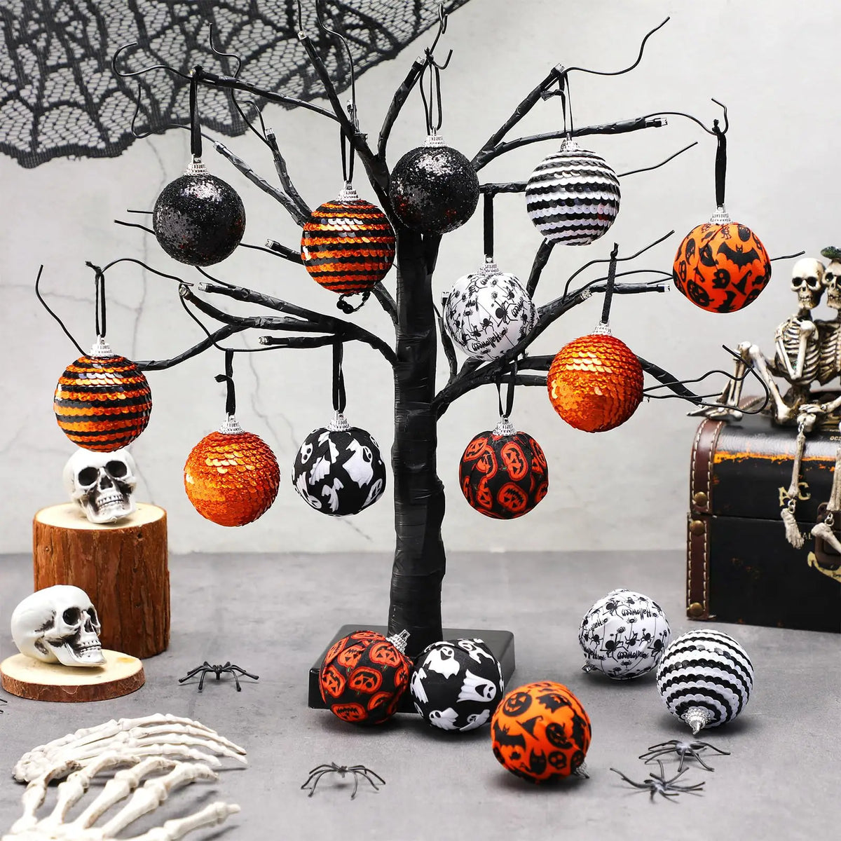 Shatterproof Decorativo Pendurado Bola Ornamentos Set para Árvore, Decorações de Halloween, Indoor, 16ct, 2 polegadas