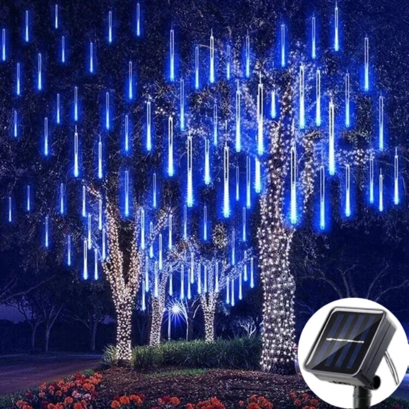Luz Solar LED de Chuva de Meteoros, Cordão de Luzes para Feriados, Decoração de Jardim à Prova d'Água, Guirlanda LED para Exterior, Decoração de Natal