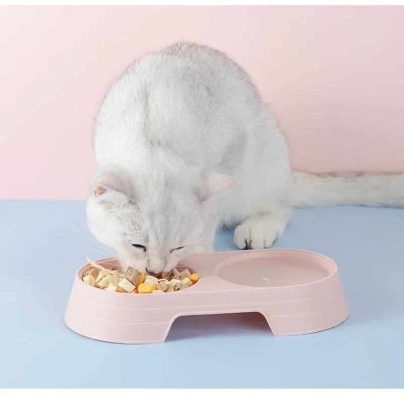 Tigela dupla para animais de estimação, cães e gatos, tigelas duplas, macaron, plástico, suprimentos para animais de estimação, acessórios para gatos, produtos para gatos
