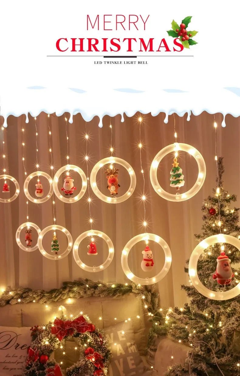 Natal LED Strip Lights para decoração do quarto, lâmpada guirlanda, plugue USB, quarto, sala de estar, janela