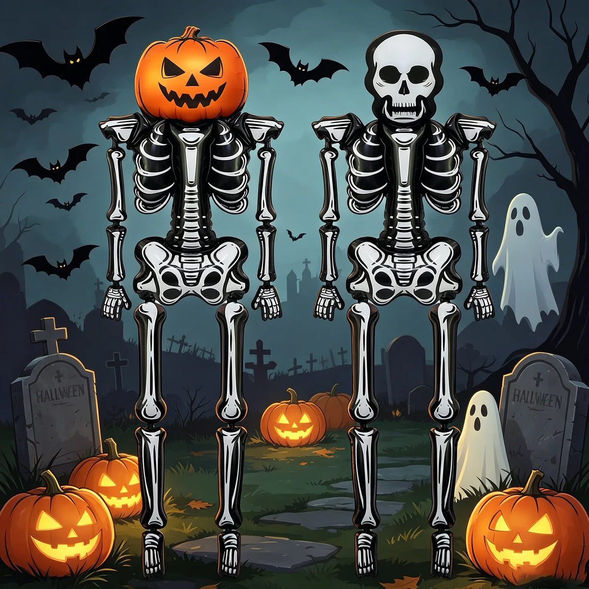 Balão de Caveira de Halloween, Balão Gigante de Esqueleto, Decoração de Caveira de Halloween, Decoração de Halloween, Festa de Terror para o Dia dos Mortos