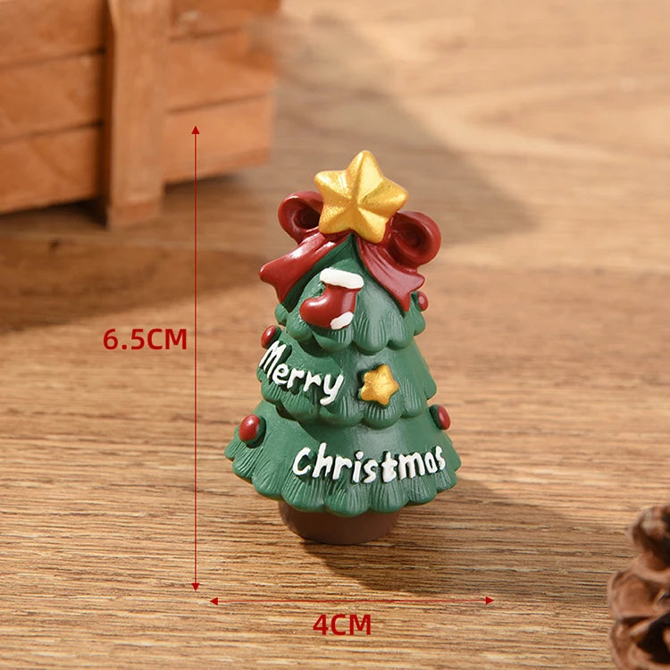 Natal resina família pequenos animais ornamentos criativo decoração para casa mini árvore de natal velho presente de natal