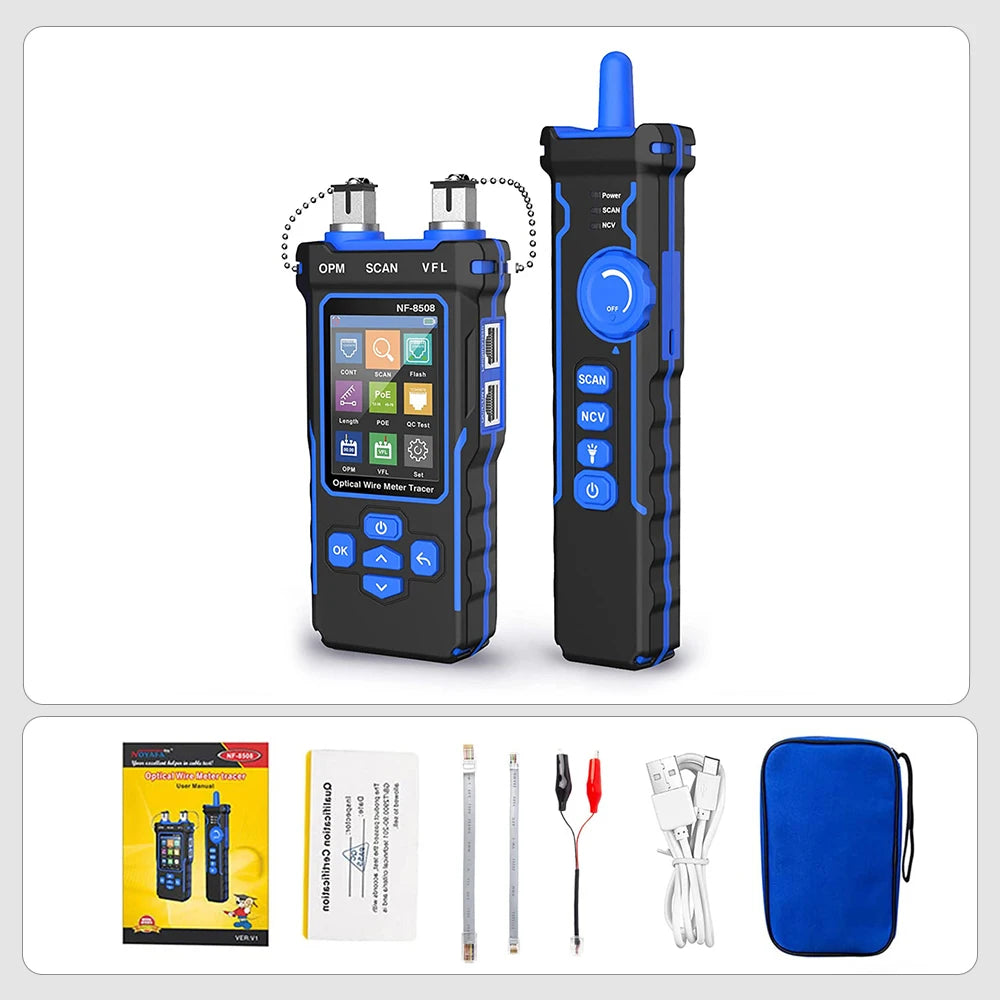 Noyafa-Network Cable Tester, Ethernet Cable Tracker, OPM VFL PoE Checker, Medir Comprimento, Wiremap, Ferramentas de Rede, NF-8508