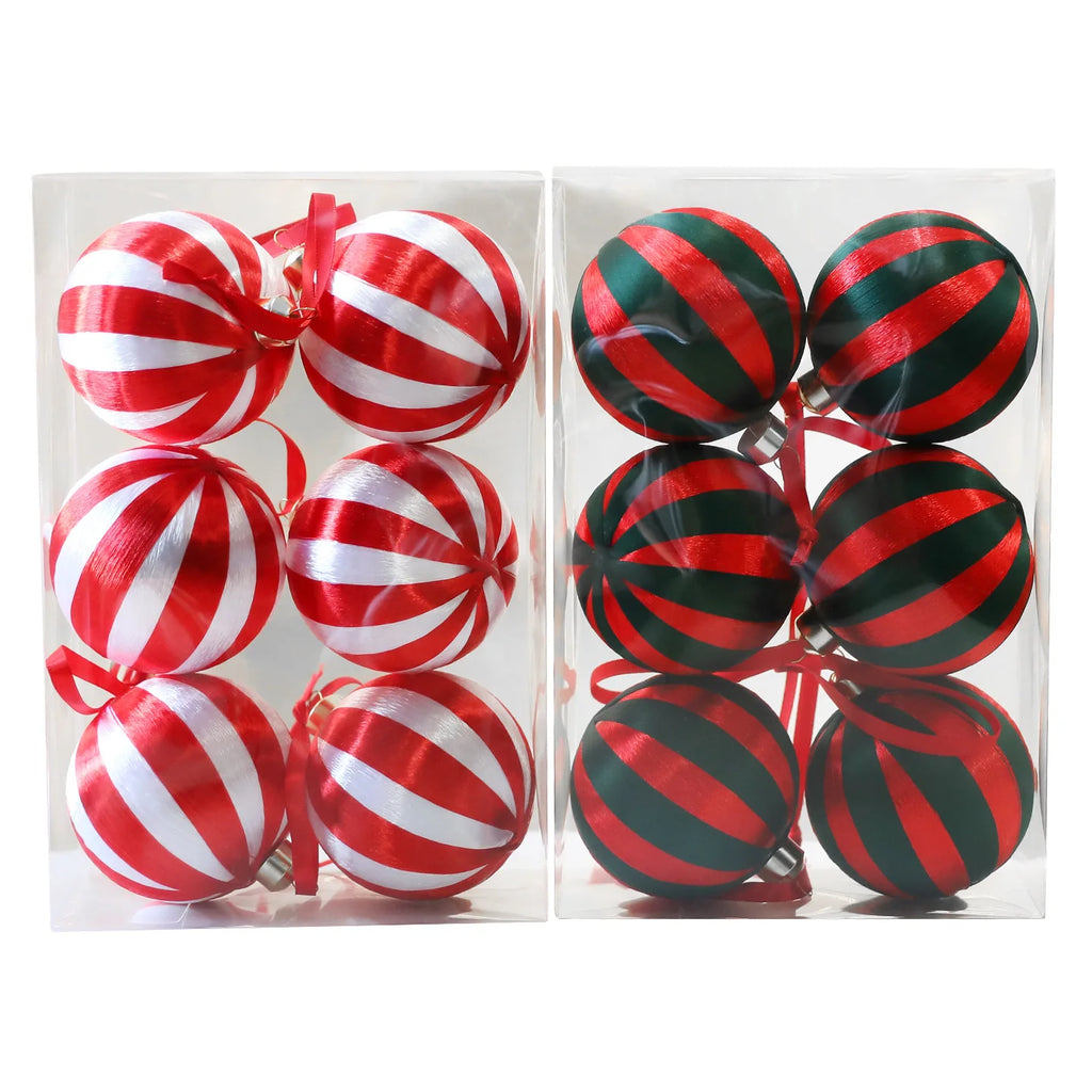 Novo 6 pçs conjunto de bola de natal pingente decorativo seda janela de natal atmosfera decoração árvore de natal bola de espuma pingentes