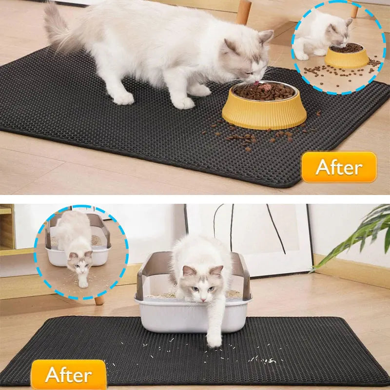 Tapete de areia para gatos, à prova d'água, camada dupla, caixa de areia para animais de estimação, almofada limpa, produtos para gatos, acessórios